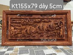 Tranh Gỗ Thuận Buồm Xuôi Gió - Gỗ Hương Đá - Đục Kênh Bong