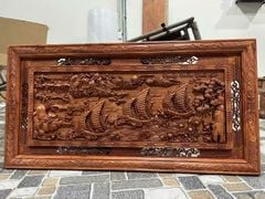 Tranh Gỗ Thuận Buồm Xuôi Gió - Gỗ Hương Đá - Đục Kênh Bong