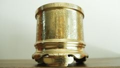 Bộ Ngũ Sự Bằng Đồng Cát Tút  Song Long Chầu Nguyệt Cao 60 Catut + Đèn Cao 45cm + Ngai Chén + Ba Đài 10+ Bát Hương DK20