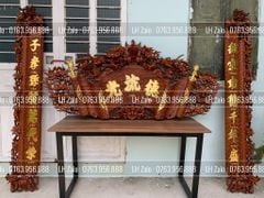 Cuốn Thư Câu Đối Gỗ Gụ Song Long Kích Thước Cuốn Thư 175*81*4 - Câu Đối 175*28*4