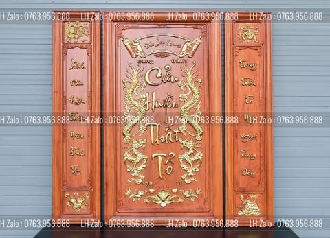 Tranh Thờ Cửu Huyền Thất Tổ Gỗ Hương Đá Kích Thước 107*107 Cm