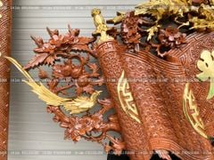Cuốn Thư Câu Đối Gỗ Hương Đá Đức Lưu Quang Dát Vàng Kích Thước Cuốn Thư 197*87*4 - Câu Đối 197*28*4