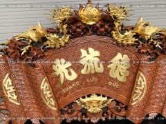 Cuốn Thư Câu Đối Gỗ Hương Đá Đức Lưu Quang Dát Vàng Kích Thước Cuốn Thư 197*87*4 - Câu Đối 197*28*4