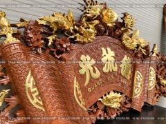 Cuốn Thư Câu Đối Gỗ Hương Đá Đức Lưu Quang Dát Vàng Kích Thước Cuốn Thư 197*87*4 - Câu Đối 197*28*4