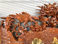 Cuốn Thư Câu Đối Gỗ Hương Đá Đục Song Long Kích Thước Cuốn Thư 197*87*4 - Câu Đối 197*28*4