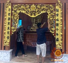 Cửa Võng Gỗ Mai Điểu Sơn Son Thếp Vàng Gỗ Hương Đỏ