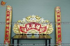 Cuốn Thư Câu Đối Đồng Vàng Sơn Son Thếp Vàng Kích Thước Cuốn Thư 155*80 - Câu Đối Ôm Cột 155*24.5