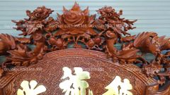 Cuốn Thư Câu Đối Gỗ Hương Đá Đức Lưu Quang Dát Vàng Kích Thước Cuốn Thư 197*87*4 - Câu Đối Ốm Cột Cao 197cm, Đường Kính 32cm