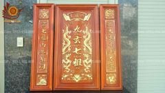 Tranh Thờ Cửu Huyền Thất Tổ Gỗ Hương Đỏ Kích Thước 108*108 - chữ nho