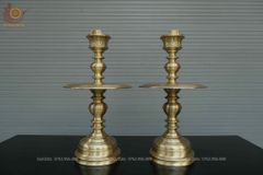 Bộ Ngũ Sự Bằng Đồng Vàng Song Long Chầu Nguyệt- Đỉnh Vuông - Cao 60cm