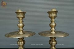 Bộ Ngũ Sự Bằng Đồng Vàng Song Long Chầu Nguyệt- Đỉnh Vuông - Cao 60cm