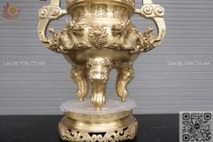 Bộ Ngũ Sự Bằng Đồng Vàng Cao 60 Rồng Vàng Mộc