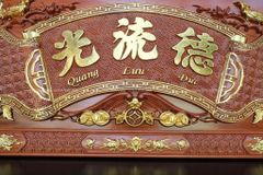 Bộ Hoành Phi Câu Đối Gỗ Liền Khối Kích Thước Hoành Phi 175*67*4 - Câu Đối 175*28*4 Gỗ Hương Đá Siêu Vân