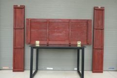 Bộ Hoành Phi Câu Đối Gỗ Hương Đỏ Song Long  Chầu Mặt Nguyệt Hoành Phi 155*61*4 - Câu Đối 155*28*4