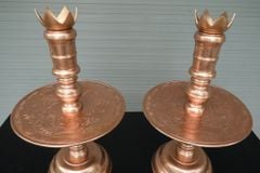 Bộ Ngũ Sự Bằng Đồng Đỏ Cao 70cm + Mâm Bồng 35cm Song Long Chầu Mặt Nguyệt Đồng Đỏ Mộc