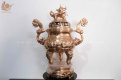 Bộ Ngũ Sự Bằng Đồng Đỏ Cao 60 Song Long Chầu Mặt Nguyệt Đồng Đỏ Mộc