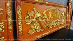 Bộ Hoành Phi Câu Đối Gỗ Hương Đỏ Nguyên Khối 100% Đức Lưu Quang Dát Vàng Hoành Phi 175*67*5 - Câu Đối 175*28*4