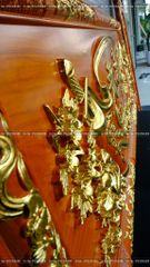 Bộ Hoành Phi Câu Đối Gỗ Hương Đỏ Nguyên Khối 100% Đức Lưu Quang Dát Vàng Hoành Phi 197*68*5 - Câu Đối 197*28*4