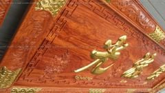 Bộ Hoành Phi Câu Đối Gỗ Hương Đá Siêu Vân Đức Lưu Quang Hoành Phi 197*67*4 - Câu Đối 197*27*4