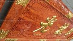 Bộ Hoành Phi Câu Đối Gỗ Hương Đá Siêu Vân Đức Lưu Quang Hoành Phi 153*61*4 - Câu Đối 153*25*4