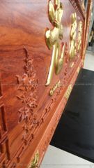 Bộ Hoành Phi Câu Đối Gỗ Hương Đá Siêu Vân Đức Lưu Quang Hoành Phi 153*61*4 - Câu Đối 153*25*4