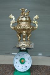 Bộ Ngũ Sự Bằng Đồng Cát Tút  Song Long Chầu Nguyệt Cao 70 Catut + Mâm Bồng 35 Catut