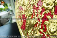 Đại Tự Hoành Phi Câu Đối Đồng Vàng Kích Thước Đại Tự 155*61 - Câu Đối 155*23 Nền Đỏ Dát Vàng