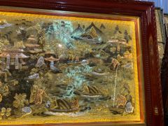 Tranh Cội Nguồn Quê Hương  Kích Thước 230 x  120 - Đồng Vàng Dát Vàng - Khung Gỗ Sồi Nga, Đục Trơn