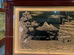 Tranh Thuận Buồm Xuôi Gió Kích Thước 170 x90  Đồng Đỏ Nền Đen  - Khung Sồi