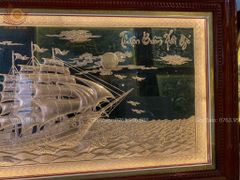 Tranh Thuận Buồm Xuôi Gió Kích Thước 170 x90  Đồng Đỏ Nền Đen  - Khung Sồi