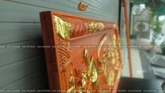 Bộ Hoành Phi Câu Đối Gỗ Hương Đỏ Đức Lưu Quang Tích Mai Đào Dát Vàng Hoành Phi 127*50*4 - Câu Đối 127*26*4