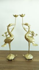 Bộ Tam Sự Hạc Bằng Đồng Cát Tút Song Long Chầu Nguyệt Cao 50 Cm