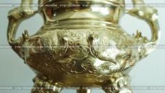 Đỉnh Đồng Ngũ Sự Bằng Đồng Cát Tút Song Long Chầu Nguyệt Cao 70 Cm