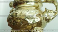 Bộ Tam Sự Nến Bằng Đồng Cát Tút Song Long Chầu Nguyệt Cao 60 Cm