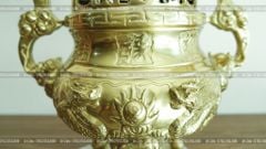 Bộ Tam Sự Nến Bằng Đồng Cát Tút Song Long Chầu Nguyệt Cao 50 Cm