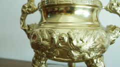 Bộ Tam Sự Hạc Bằng Đồng Cát Tút Song Long Chầu Nguyệt Cao 50 Cm