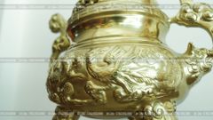 Bộ Tam Sự Nến Bằng Đồng Cát Tút Song Long Chầu Nguyệt Cao 50 Cm