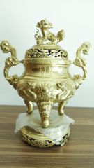 Bộ Tam Sự Hạc Bằng Đồng Cát Tút Song Long Chầu Nguyệt Cao 50 Cm