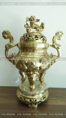 Bộ Tam Sự Nến Bằng Đồng Cát Tút Song Long Chầu Nguyệt Cao 60 Cm