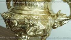 Đỉnh Đồng Ngũ Sự Bằng Đồng Cát Tút Song Long Chầu Nguyệt Cao 60 Cm