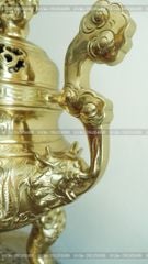 Đỉnh Đồng Ngũ Sự Bằng Đồng Cát Tút Song Long Chầu Nguyệt Cao 60 Cm