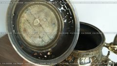 Bộ Tam Sự Hạc Bằng Đồng Vàng Giả Cổ Song Long Chầu Nguyệt Cao 65 Cm