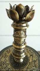 Đỉnh Đồng Ngũ Sự Bằng Đồng Vàng Giả Cổ Song Long Chầu Nguyệt Cao 60 Cm