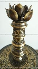 Bộ Tam Sự Nến Bằng Đồng Vàng Giả Cổ Song Long Chầu Nguyệt Cao 50 Cm