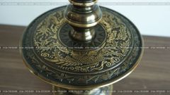 Đỉnh Đồng Ngũ Sự Bằng Đồng Vàng Giả Cổ Song Long Chầu Nguyệt Cao 70 Cm