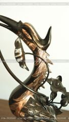 Bộ Tam Sự Hạc Bằng Đồng Đỏ Phớt Nỉ Nguyên Khối Song Long Chầu Nguyệt Cao 60 Cm