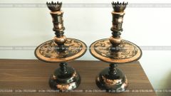 Bộ Tam Sự Nến Bằng Đồng Đỏ Phớt Nỉ Nguyên Khối Song Long Chầu Nguyệt Cao 60 Cm