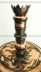 Đỉnh Đồng Ngũ Sự Bằng Đồng Đỏ Phớt Nỉ Nguyên Khối Song Long Chầu Nguyệt Cao 60 Cm