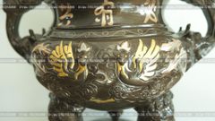 Bộ Tam Sự Nến Bằng Đồng Đỏ Khảm Tam Khí Song Long Chầu Nguyệt Cao 60 Cm