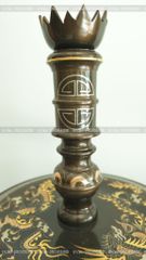 Bộ Tam Sự Nến Bằng Đồng Đỏ Khảm Tam Khí Song Long Chầu Nguyệt Cao 60 Cm